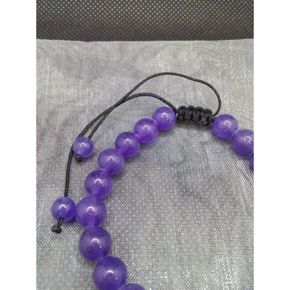 Artisan Amethyst Stone Bracelet Purple Adjustable Cord Stackable Beaded Unisex - Picture 6 of 7